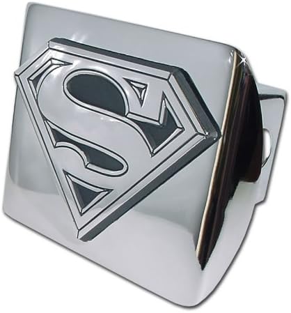 Superman "Bright Polished Chrome with Chrome "S" 3D Emblem" Trailer Hitch Cover Fits 2 Inch Auto Car Truck Receiver