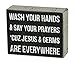 Primitives by Kathy Pinstripe Trimmed Box Sign, 5 x 4-Inches, Jesus & Germs