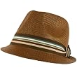 Cool Structured Fedora Plaid Band Trilby Hat Brown L/XL