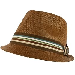 Cool Structured Fedora Plaid Band Trilby Hat Brown L/XL