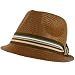 Cool Structured Fedora Plaid Band Trilby Hat Brown L/XL