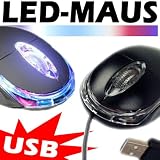 Optische USB Scrollrad Minimaus für PC oder Notebook mit roter und blauer LED Beleuchtung Lightning Licht