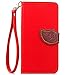 FLYEE Samsung Galaxy S7 Case Wallet Leaf Magnetic Snap Ultra Slim Lightweight PU Flip Cover with Wrist Strap for 5.1 Inch S7 Red