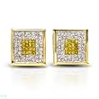 Earrings With 1.00ctw Genuine Princess Cut Clean Diamonds Made in 14K Yellow Gold Length 10mm