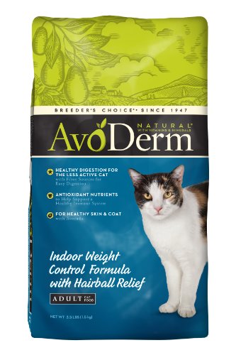 More image AvoDerm Natural Indoor Weight Control Formula with Hairball Relief Adult Cat Food, 3.5-Pound