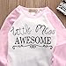 Baby Girl 3pcs Outfit Set Letter Print Long Sleeve Top+Retro Long Pants+Headband (1-2T, White)