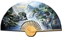 Asian Art, D&eacute;cor, & Gifts - 40" Painted Thai Silk & Bamboo Decorative Wall Fan - Fantasy Valley