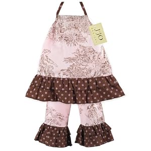 JoJo Designs 2 Piece Pink Toile and Brown Dot Infant Girl's Pants Set