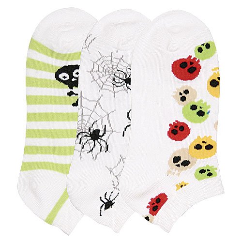 Lot Of 3 Pairs Womens Skull Anklet Ped Socks (9-11)
