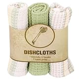 Tarragon Stripe Waffleweave Dishcloths Set of 3