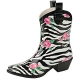 Nature Breeze Women's Cb Rain-21 Ankle Rose Prints Rain Boots