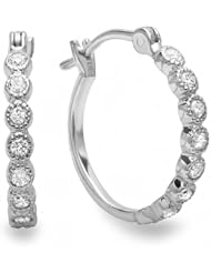 0.25 Carat (ctw) 10K White Gold Fine Dainty Hoop Earrings 1/4 CT