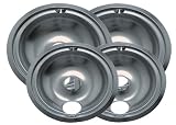 Range Kleen 11920-4X GE Drip Pans Containing 2 Units each 119A, 120A, Chrome