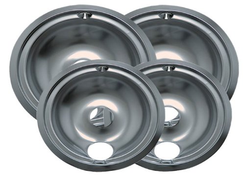 Range Kleen 11920-4X GE Drip Pans Containing 2 Units each 119A, 120A, Chrome