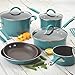 Rachael Ray Cucina Hard Porcelain Enamel Nonstick Cookware Set, 12-Piece, Agave Blue