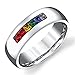 6mm High Polished Classic Domed with Rainbow Colored CZ Designer Wedding Band
