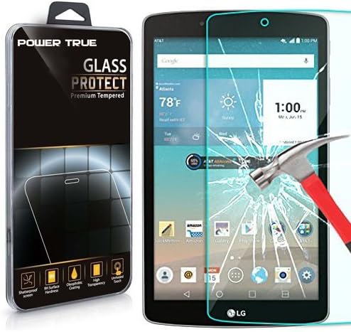 Powertrue Ultra-thin 9H Hardness Highest Quality HD clear& Anti-Scratch/ Shatterproof/ Anti-Fingerprint/ Water Premium Tempered Glass Screen Protector for LG G Pad F 8.0