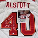 Mike Alstott Autographed/Hand Signed Tampa Bay Buccaneers White Reebok Jersey with A-Train/SB Champ