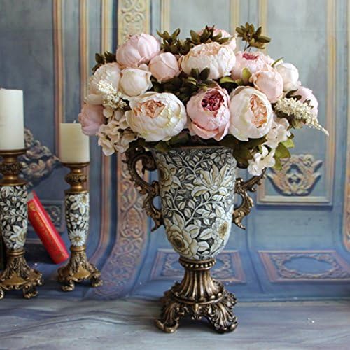 Peony Silk Flowers Bouquet for Wedding Party Decor (Light Pink)