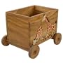 Carved & Painted Giraffe Acacia Wood Storage / Toy Box With Wheels