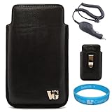 Slidyn Black Leather Carrying Case Holster with Polished Stainless Steel Be ....