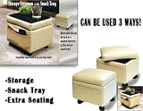 Storage Ottoman With Snack Tray Neutral (Can Be Used 3 Ways! 12