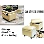 Storage Ottoman With Snack Tray Neutral (Can Be Used 3 Ways!)