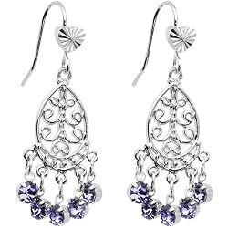 Violet Teardrop Chandelier Earrings