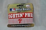 Philadelphia Phillies "FIGHTIN PHILLIES" Big Logo MLB extra wide Bulky Bandz Bracelet 2 pack *NEW*