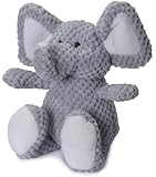 goDog Checkers Elephant With Chew Guard Technology Tough Plush Dog Toy, Grey, Small