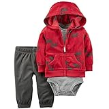 カーターズ ロンパース carter's 男の子用赤トナカイ柄フード付きフリースジャケットお出かけ用上下3点セット (18months(78-83cm)) [並行輸入品]
