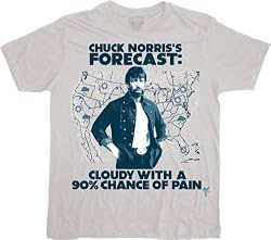 Chuck Norris Forecast Cloudy With a Chance of Pain Silver T-shirt Tee