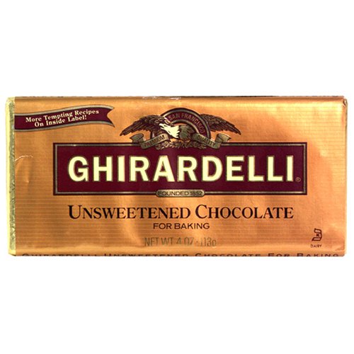 Ghirardelli Unsweetened Chocolate Baking Bars, 4Ounce Bars (Pack of 12