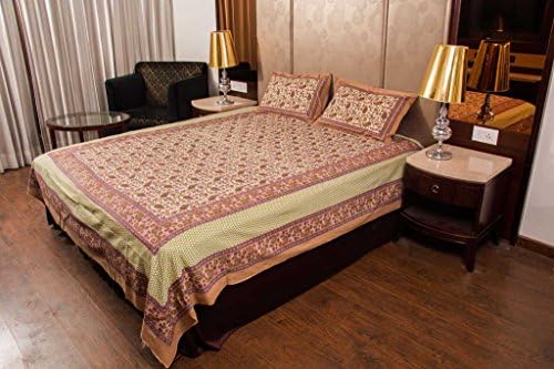 Kismat Collection 100% Pure Cotton Printed Double King Size Bedsheet With 2 Pillow Cover, Style 42