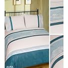 Blue Aura Design Embroidered Quilt/Duvet Cover Bedding Set (200 Thread Count)