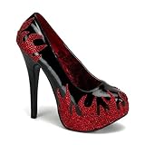 IMAGE OF 5 3/4 Inch Heel Red Flame Pumps Sexy High Heel Rhinestone Shoes Devil Costume Accessory