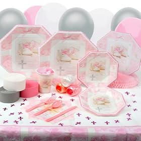Tiny Blessing Pink Baptism Deluxe Party Kit (8 guests)