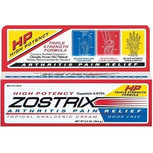 Zostrix High Potency Topical Analgesic Cream, Arthritis Pain Relief, Triple Strength Formula , 2 oz (56.6 g) by Zostrix