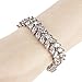 EVER FAITH Silver-Tone Full Cubic Zirconia Prong Shining Leaves Wedding Bracelet Clear
