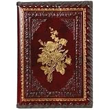 Gold Roses Refillable Leather Journal with Embossed Roses Design, Ivory Sheets, Lined, 6x8