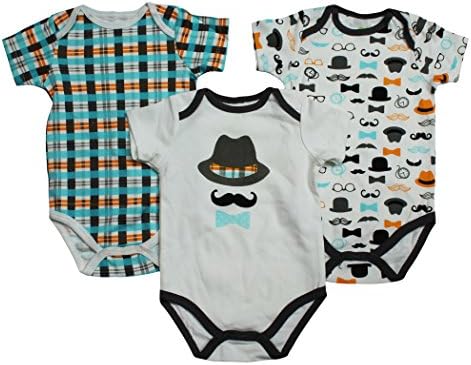 KooKoo House Baby Boys' 3-pack Bodysuits (12 Months, Hats &amp; Mustaches)