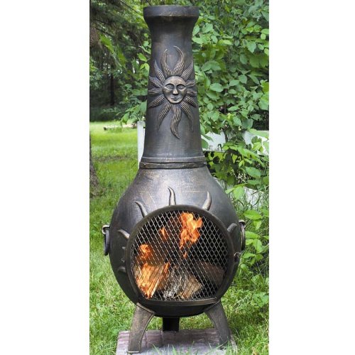 Blue Rooster Sun Stack Cast Aluminum Gas Chiminea