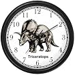 Triceratops Dinosaur Animal Wall Clock by WatchBuddy Timepieces (Black Frame)