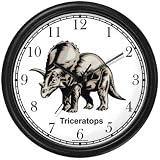 Triceratops Dinosaur Animal Wall Clock by WatchBuddy Timepieces (Black Frame)