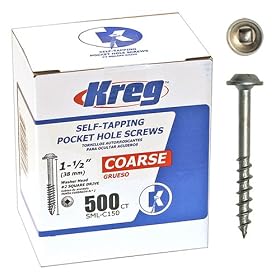 Kreg SML-C150-500 Pocket Hole Screws 1-1/2-Inch #8 Coarse Washer-Head 500ct: Home Improvement