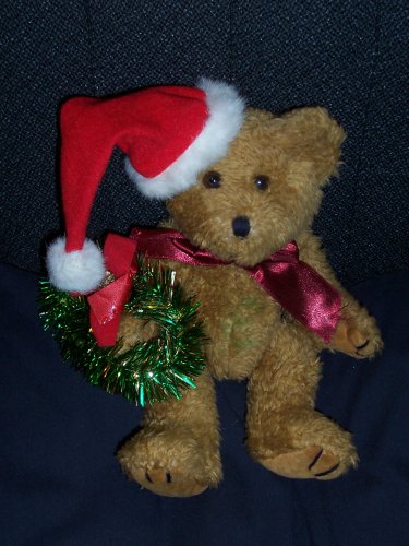 516Ac9d7UhL Bearington Collection Holiday Teddy Bear with Wreath and Santa Hat