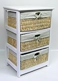3 Drawer White Wood Storage Cabinet