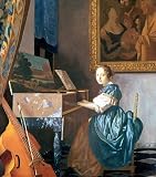 A Young Lady Seated at a Virginal, circa 1670 Stretched Canvas Poster Print by Jan Vermeer, 17x19