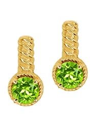 1.80 Ct Round Green Peridot 18k Yellow Gold Earrings