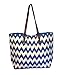 X-Large Chevron Print Canvas Beach Bag Tote - 22